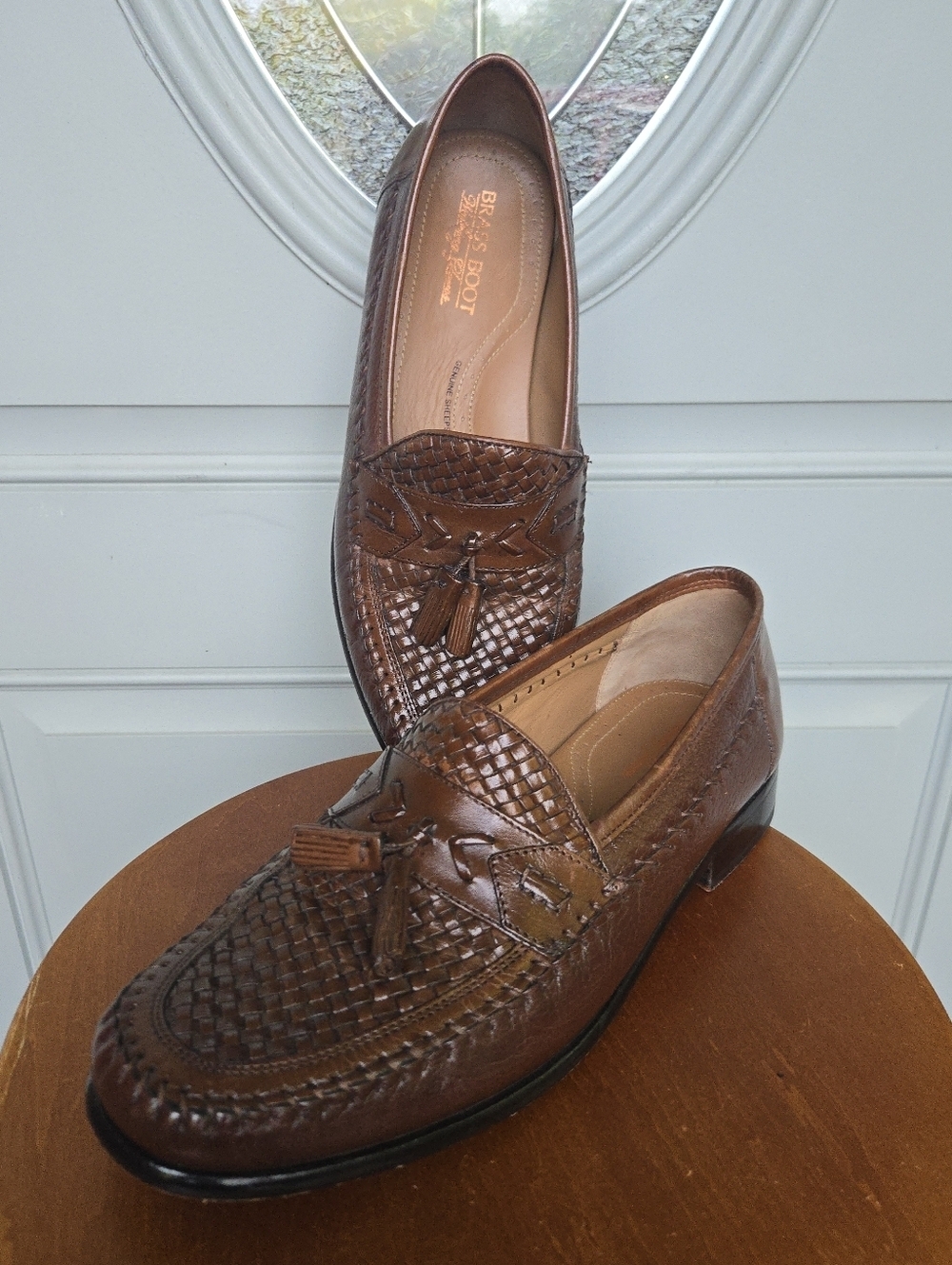 Brass Boot Walking Gloves Woven Leather Loafer Handmade